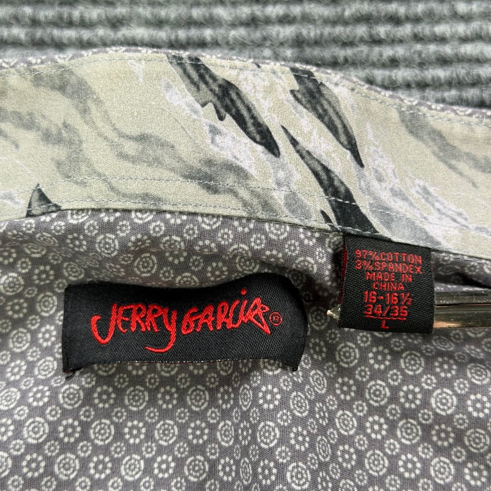Jerry Garcia Excelsior Mens Large Grey Geometric Medallion Button Down Shirt L - Picture 10 of 16